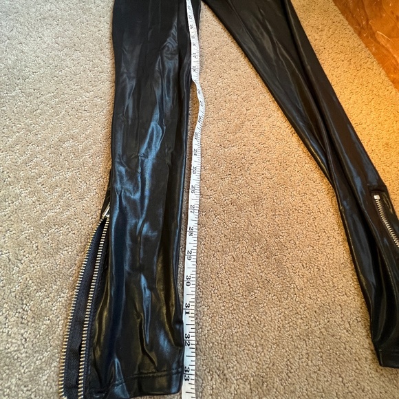 See You Monday-Made In the USA-Shiny Black Leggings with leg zippers-Small - Picture 5 of 7